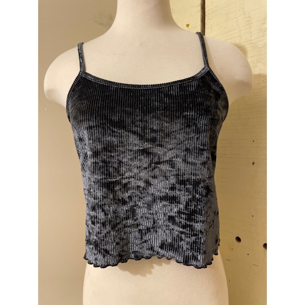 Coolsie Womens Size Small Velvet Cami Tank Top Crop Top Ribbed Texture‎ Trendy